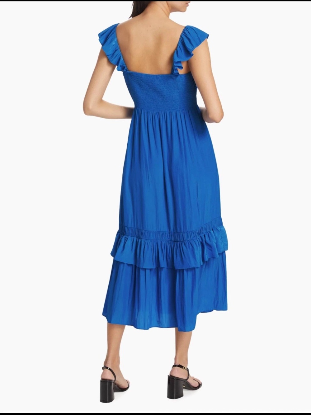 RAMY BROOK NELLY PLUNGE V-NECK BLUE RUFFLE TIERED DRESS SZ XS NWT - Picture 2 of 11